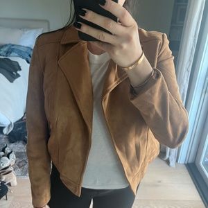 Suede cropped biker jacket